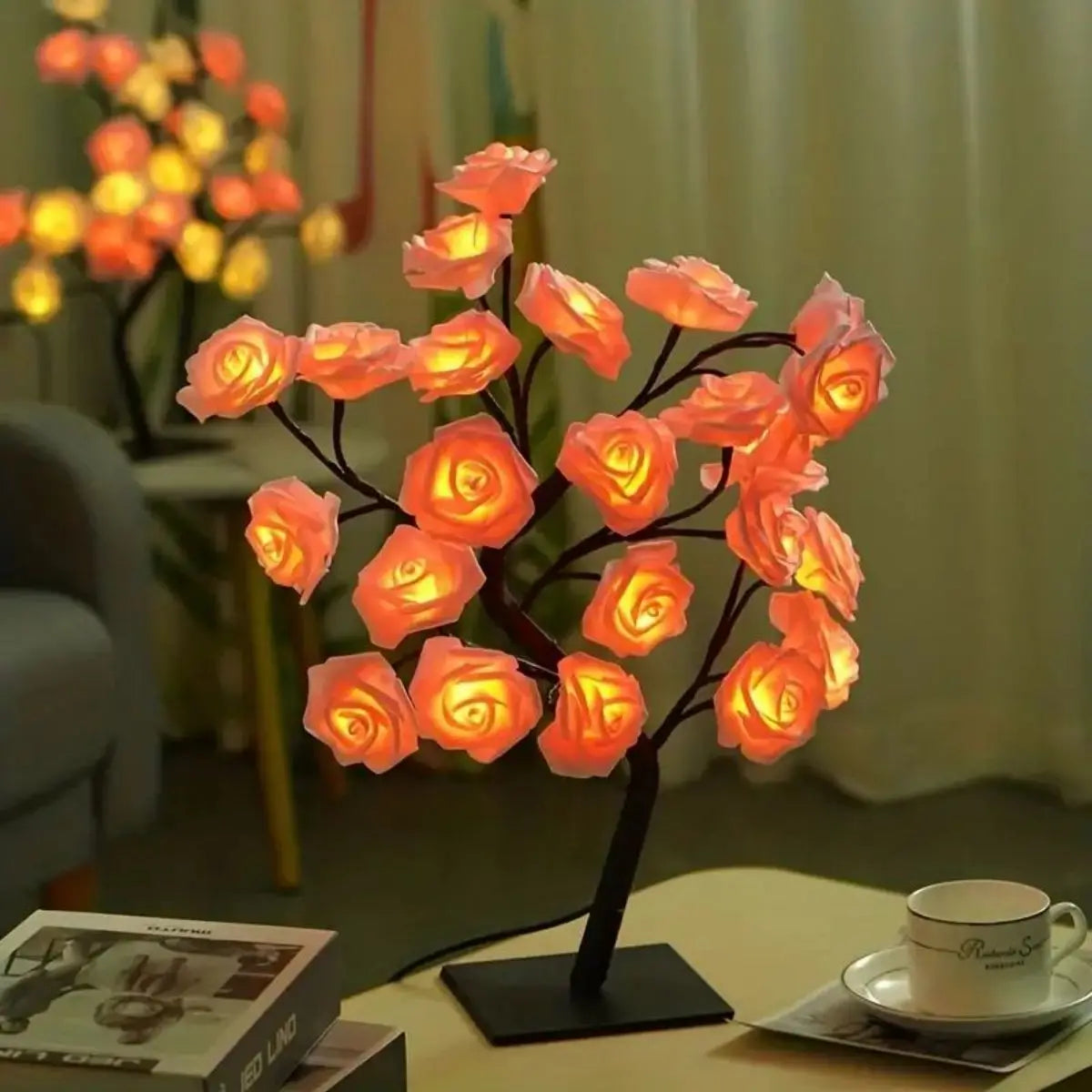 Lampe d'arbre à roses, lampe à fleurs pour décoration de mariage de la saint-valentin, Branches de bricolage, veilleuses, lampe féerique d'arbre pour décoration de chambre à coucher et de maison