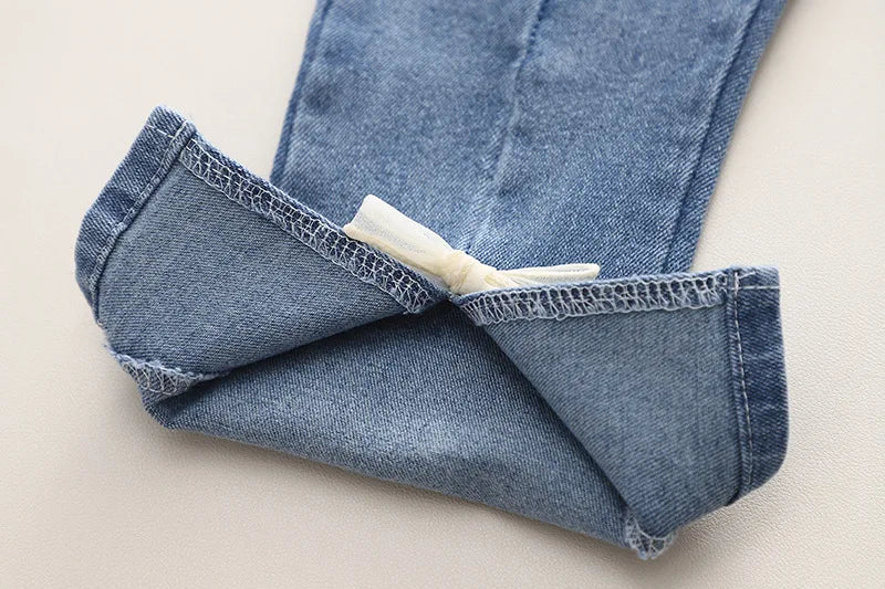 Ensembles de vêtements pour enfants pour filles, t-shirt, gilet à fleurs, jean avec nœud, vêtements de printemps et d'automne pour bébés, tenues pour nourrissons, survêtement pour enfants