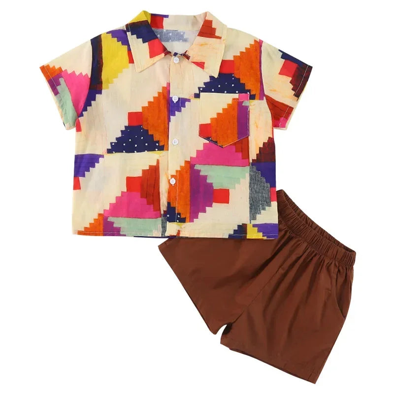 Vêtements d'été pour enfants, costume chemise pour garçon ou robe pour bébé fille, vêtements de vacances, vêtements pour frère et sœur, nouvelle collection 2025