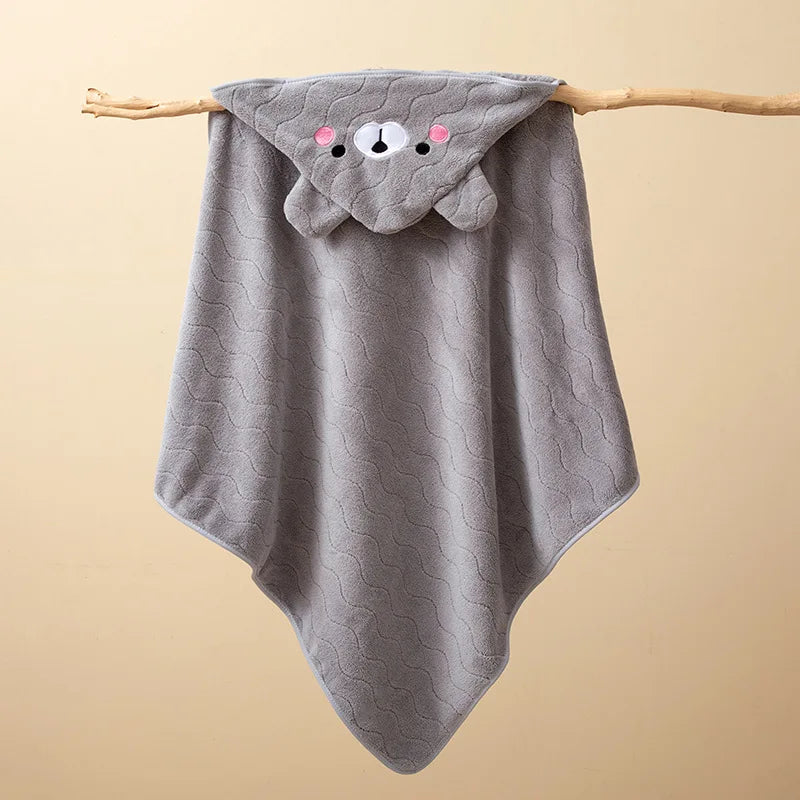 Peignoir Bébé à Capuche en Polaire Douce - Serviette de Bain Cartoon