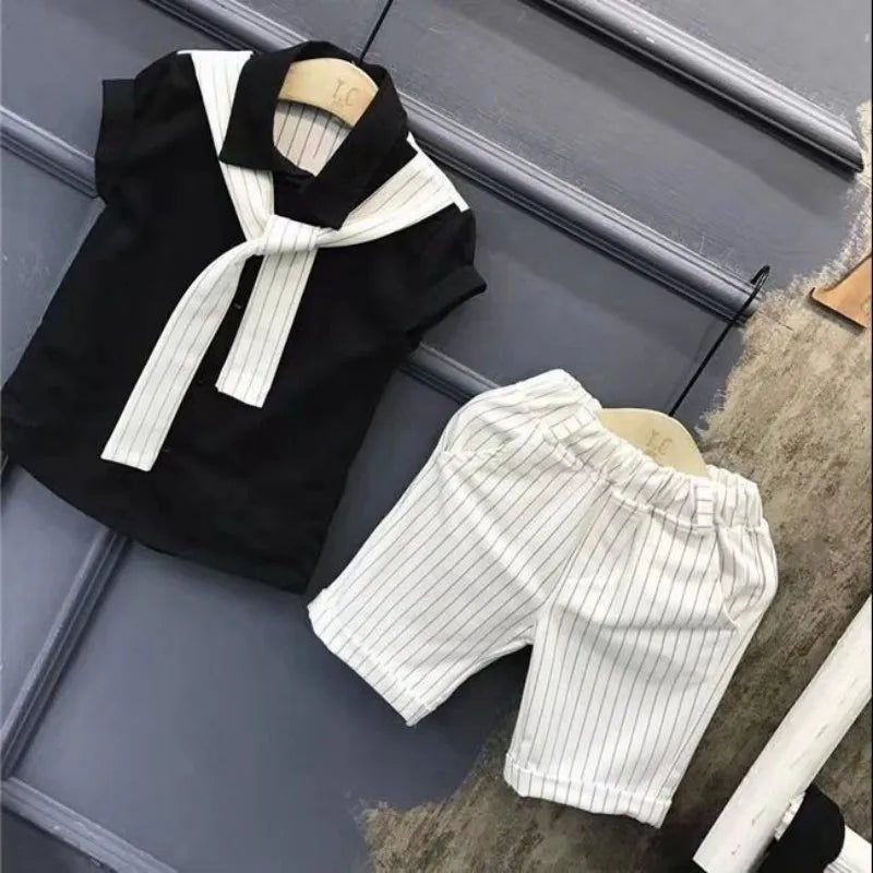 Ensemble de vêtements pour enfants, beau costume d'été pour petit garçon, chemises et Shorts à manches courtes, ensemble de 2 pièces, nouvelle collection
