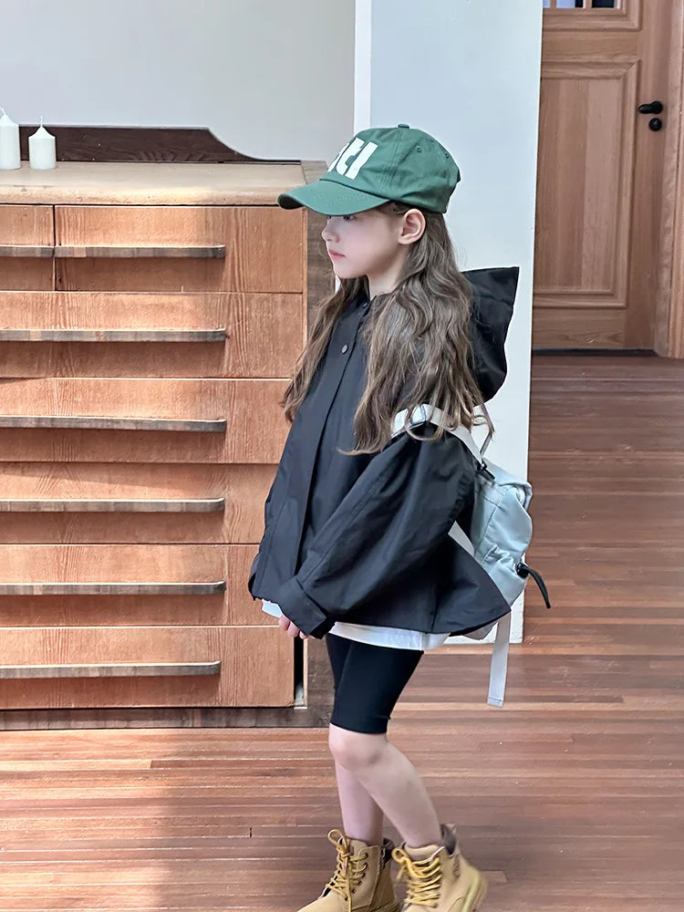 Veste d'extérieur imperméable et coupe-vent pour garçons et filles, manteau simple et décontracté, vêtements à la mode pour enfants, document solide