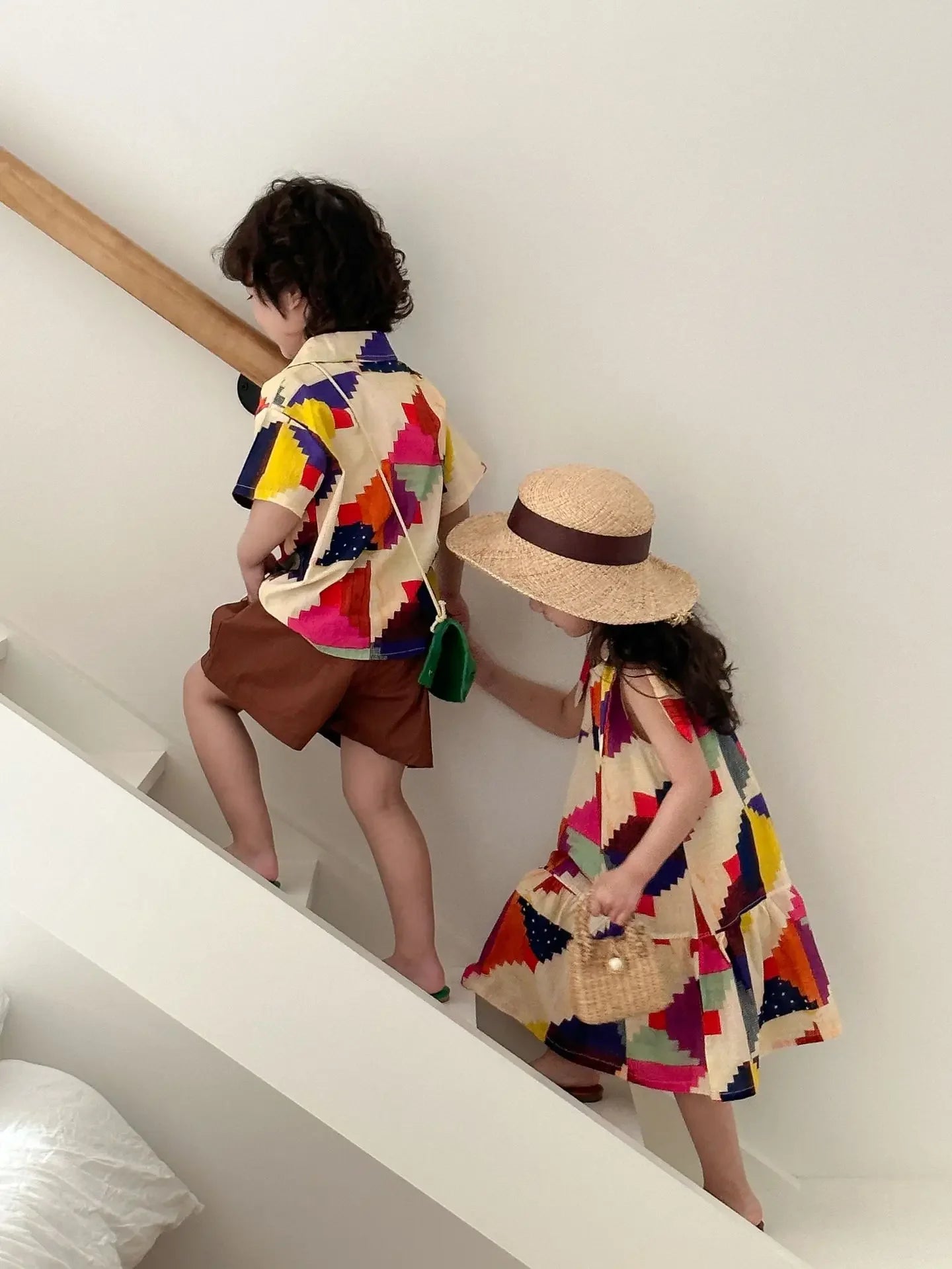 Vêtements d'été pour enfants, costume chemise pour garçon ou robe pour bébé fille, vêtements de vacances, vêtements pour frère et sœur, nouvelle collection 2025