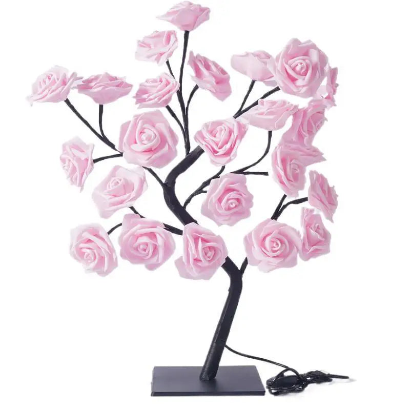 24 LED Rose arbre lumières USB prise lampe de Table fée fleur veilleuse pour la maison fête noël mariage chambre décoration cadeau