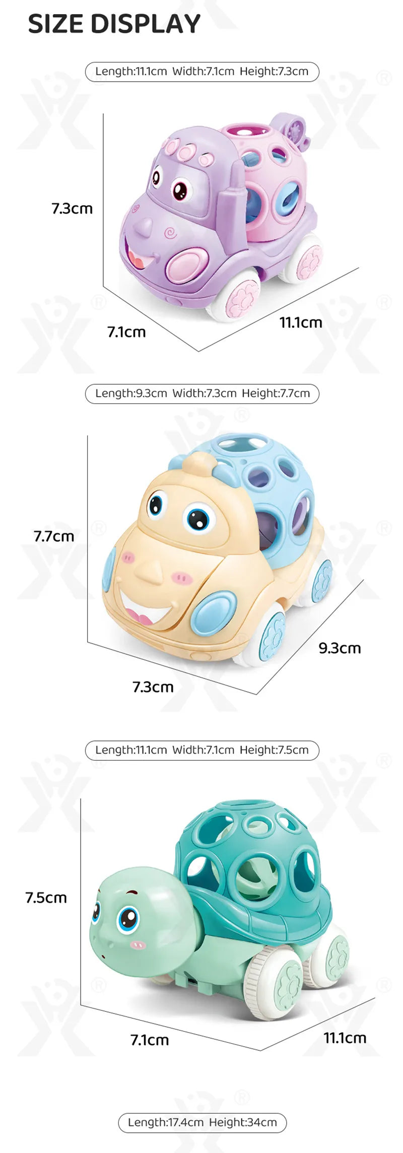 Jouets de voiture pour bébé de 6 à 12 mois, voiture à Friction pour nourrissons, véhicules à inertie en caoutchouc souple, hochet à main en rouleau, cadeau pour enfants