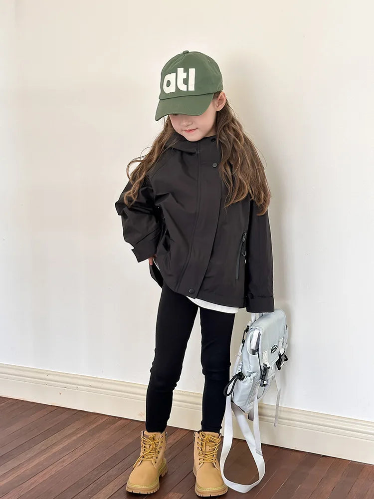 Veste d'extérieur imperméable et coupe-vent pour garçons et filles, manteau simple et décontracté, vêtements à la mode pour enfants, document solide