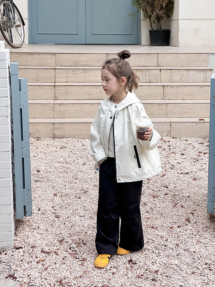 Veste d'extérieur imperméable et coupe-vent pour garçons et filles, manteau simple et décontracté, vêtements à la mode pour enfants, document solide