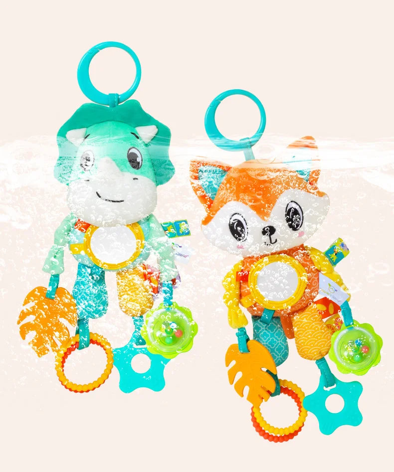 Jouets suspendus pour bébé, siège de voiture, poussette, berceau, gymnastique ou siège auto avec hochet de dentition et miroir du ventre, jouets sensoriels, cadeaux