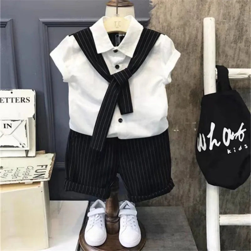 Ensemble de vêtements pour enfants, beau costume d'été pour petit garçon, chemises et Shorts à manches courtes, ensemble de 2 pièces, nouvelle collection