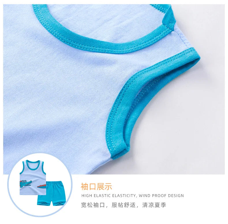 Ensembles pour enfants, vêtements pour garçons et filles, gilet, vêtements d'été pour enfants, T-Shirts et shorts en coton, débardeur sans manches