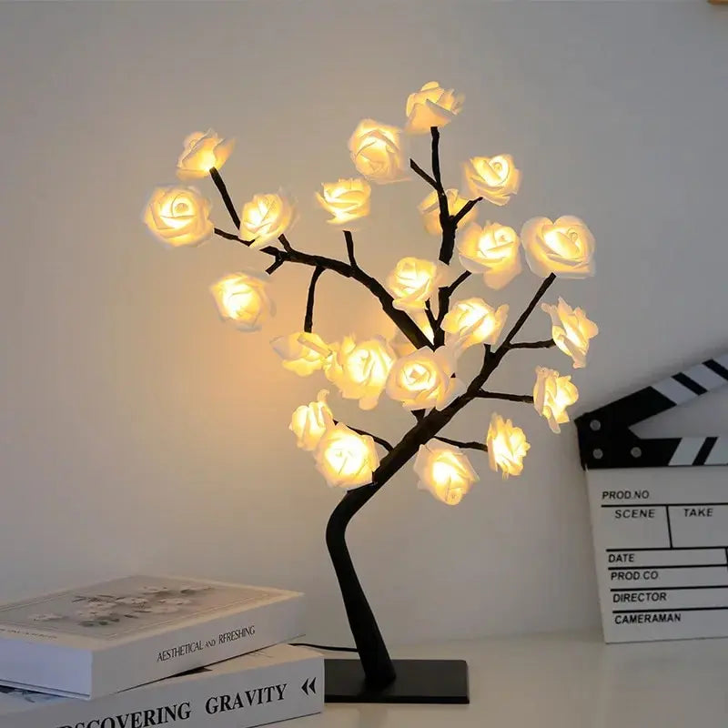 Lampe en Forme de Rose avec USB 62 LED, Veilleuse en Forme de Fleur pour Décoration de la Maison, ixen Plein Air, Cadeau de Mariage