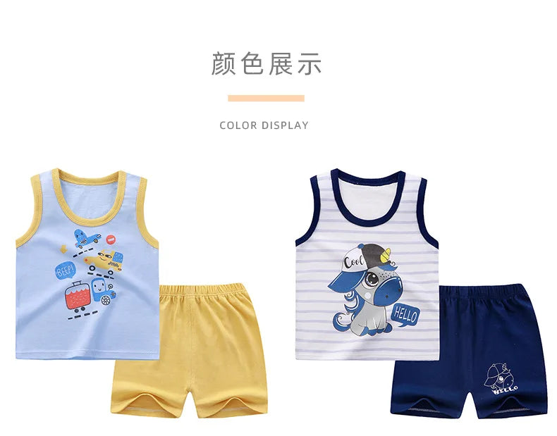 Ensembles pour enfants, vêtements pour garçons et filles, gilet, vêtements d'été pour enfants, T-Shirts et shorts en coton, débardeur sans manches