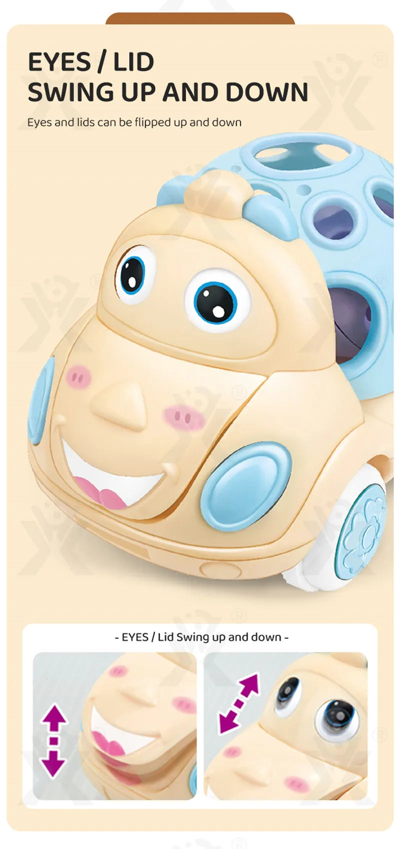 Jouets de voiture pour bébé de 6 à 12 mois, voiture à Friction pour nourrissons, véhicules à inertie en caoutchouc souple, hochet à main en rouleau, cadeau pour enfants