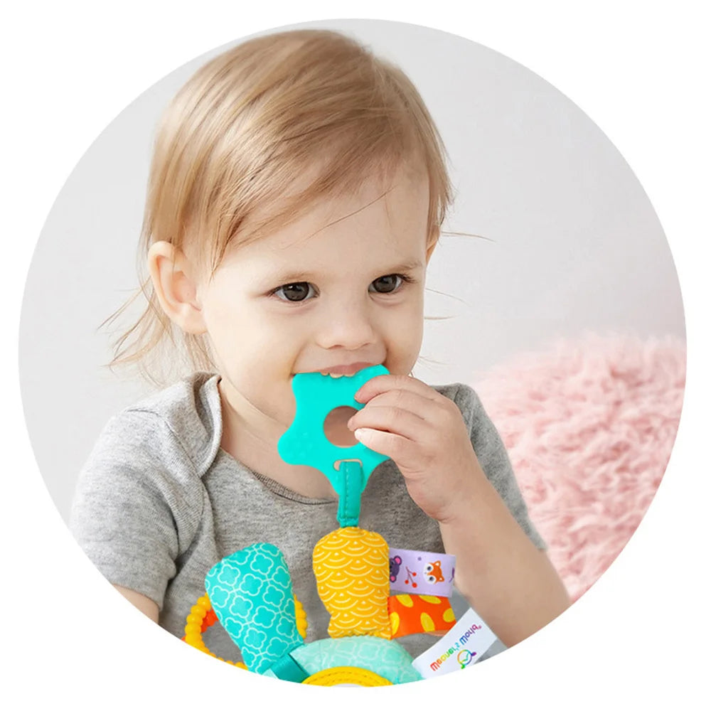 Jouets suspendus pour bébé, siège de voiture, poussette, berceau, gymnastique ou siège auto avec hochet de dentition et miroir du ventre, jouets sensoriels, cadeaux