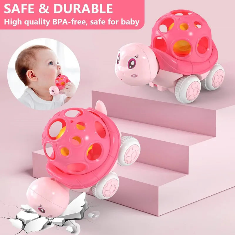 Jouets de voiture pour bébé de 6 à 12 mois, voiture à Friction pour nourrissons, véhicules à inertie en caoutchouc souple, hochet à main en rouleau, cadeau pour enfants