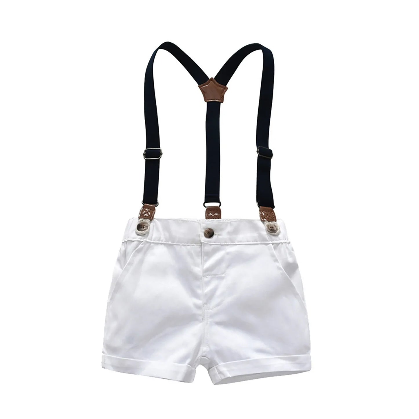 Vêtements de gentleman pour tout-petits garçons, tenues pour bébés, shorts Y +, t-shirt à nœud, salopette habillée pour garçons