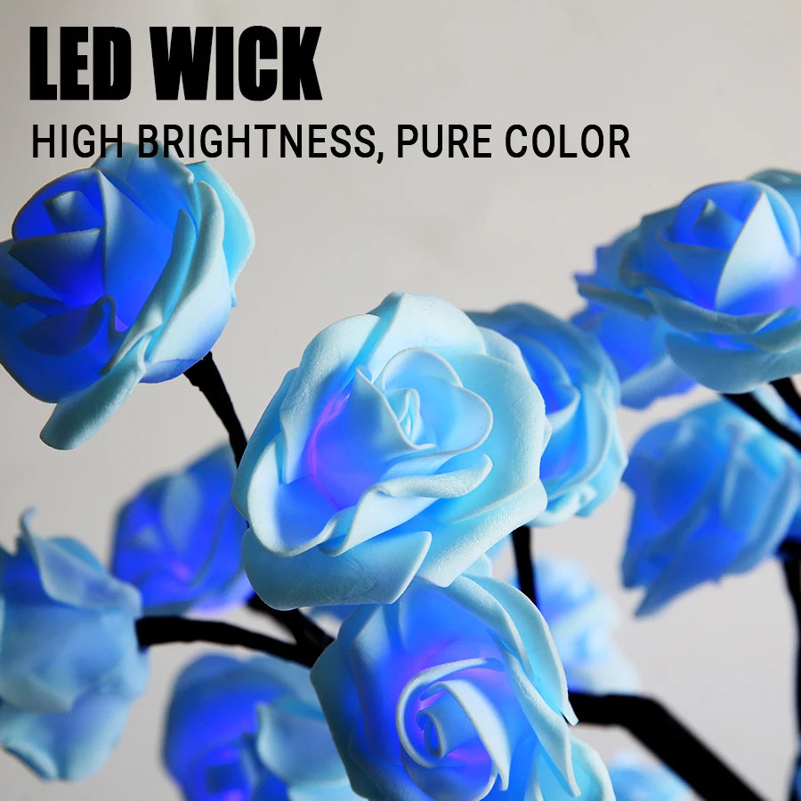 24 LED Rose arbre lumières USB prise lampe de Table fée fleur veilleuse pour la maison fête noël mariage chambre décoration cadeau