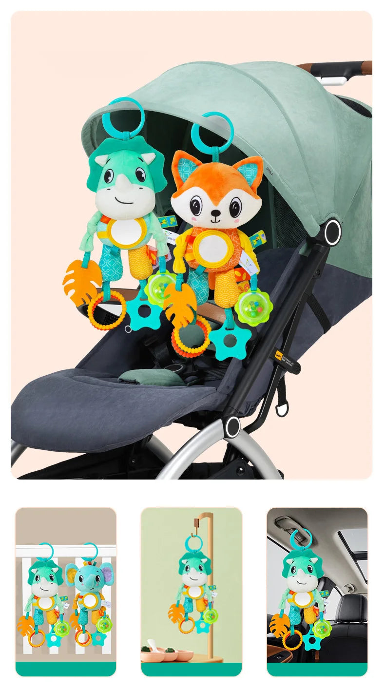 Jouets suspendus pour bébé, siège de voiture, poussette, berceau, gymnastique ou siège auto avec hochet de dentition et miroir du ventre, jouets sensoriels, cadeaux