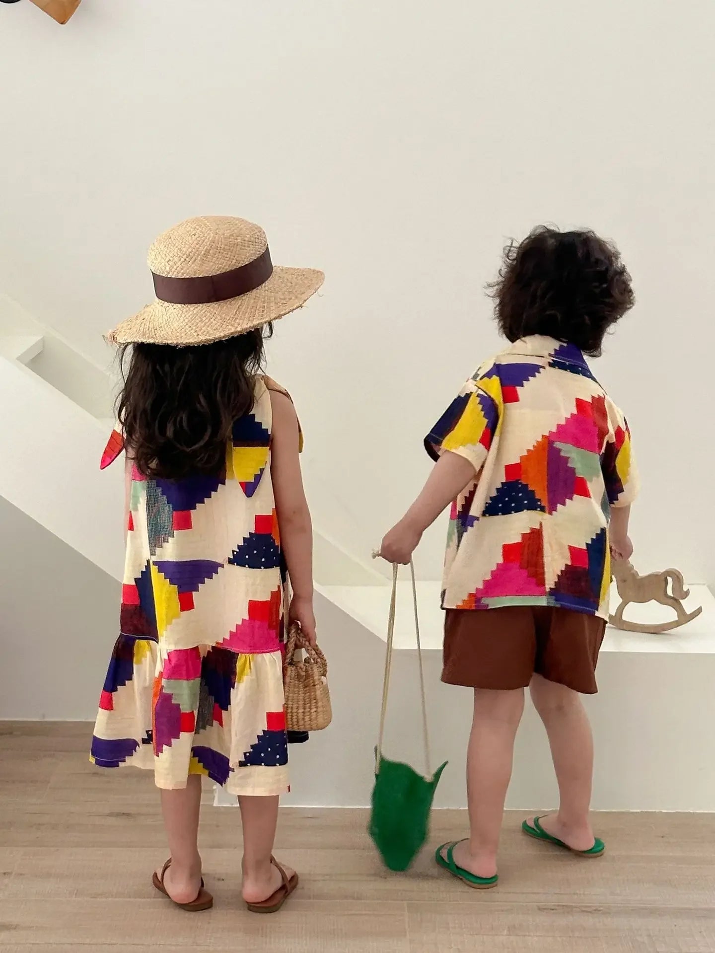 Vêtements d'été pour enfants, costume chemise pour garçon ou robe pour bébé fille, vêtements de vacances, vêtements pour frère et sœur, nouvelle collection 2025