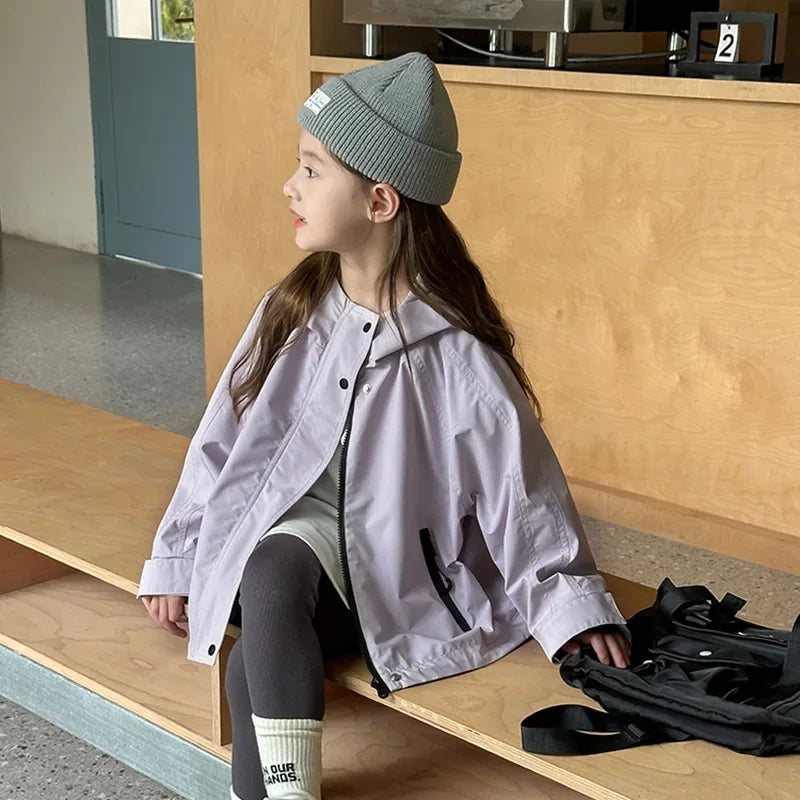 Veste d'extérieur imperméable et coupe-vent pour garçons et filles, manteau simple et décontracté, vêtements à la mode pour enfants, document solide