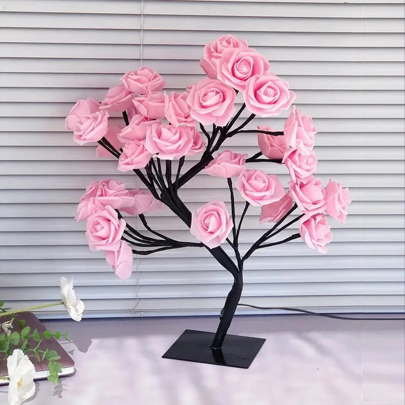 Lampe en Forme de Rose avec USB 62 LED, Veilleuse en Forme de Fleur pour Décoration de la Maison, ixen Plein Air, Cadeau de Mariage