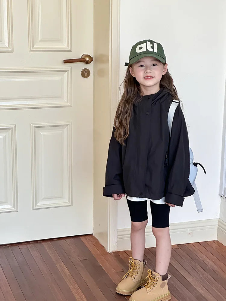 Veste d'extérieur imperméable et coupe-vent pour garçons et filles, manteau simple et décontracté, vêtements à la mode pour enfants, document solide