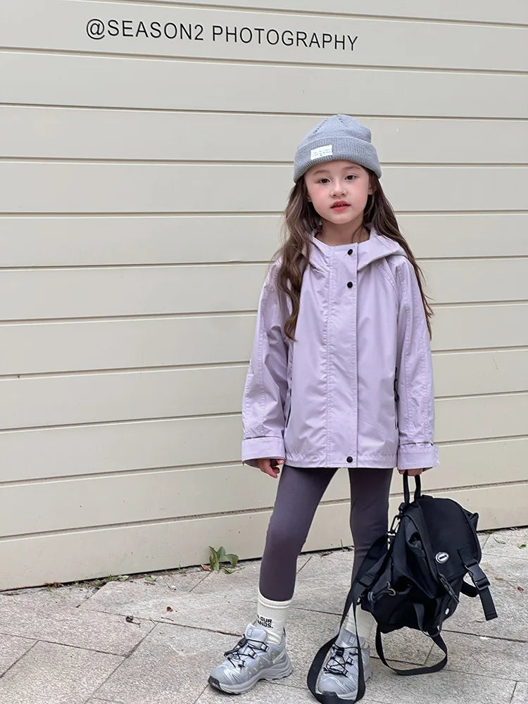 Veste d'extérieur imperméable et coupe-vent pour garçons et filles, manteau simple et décontracté, vêtements à la mode pour enfants, document solide