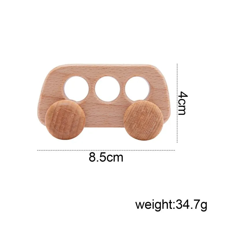 Jouets Bois Bébé Montessori - Voitures Bus Cartoon Sans BPA