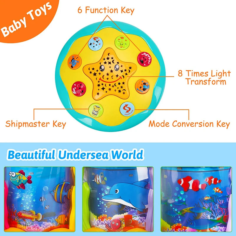 Jouets pour bébés de 1 à 3 ans, projecteur rotatif de lumière océanique, jouets musicaux Montessori, jouets sensoriels éducatifs précoces, cadeaux pour tout-petits