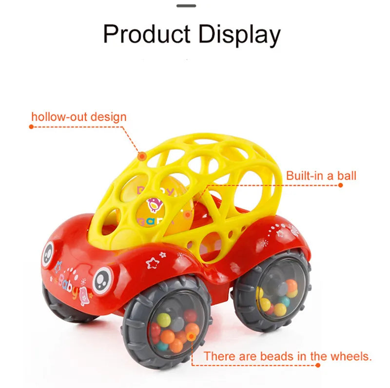 Jouets de voiture pour bébé de 6 à 12 mois, voiture à Friction pour nourrissons, véhicules à inertie en caoutchouc souple, hochet à main en rouleau, cadeau pour enfants