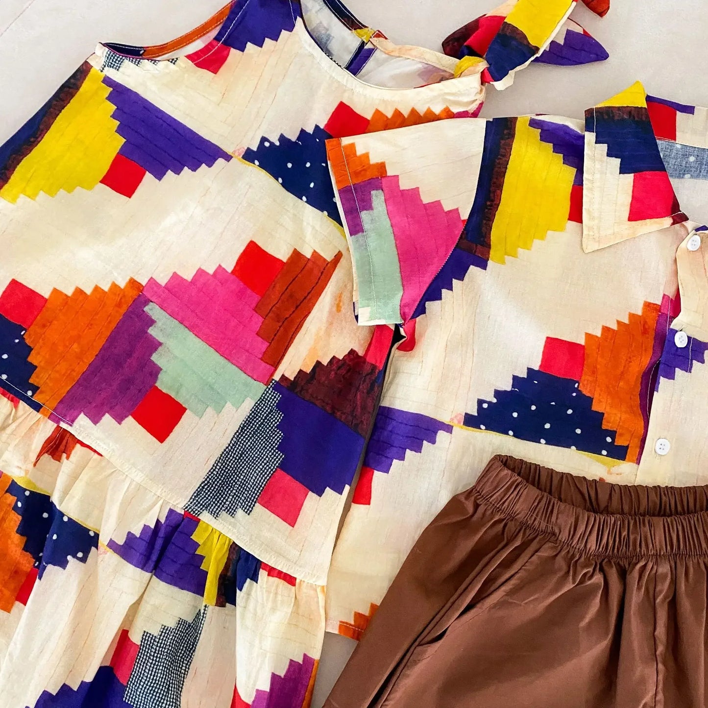 Vêtements d'été pour enfants, costume chemise pour garçon ou robe pour bébé fille, vêtements de vacances, vêtements pour frère et sœur, nouvelle collection 2025