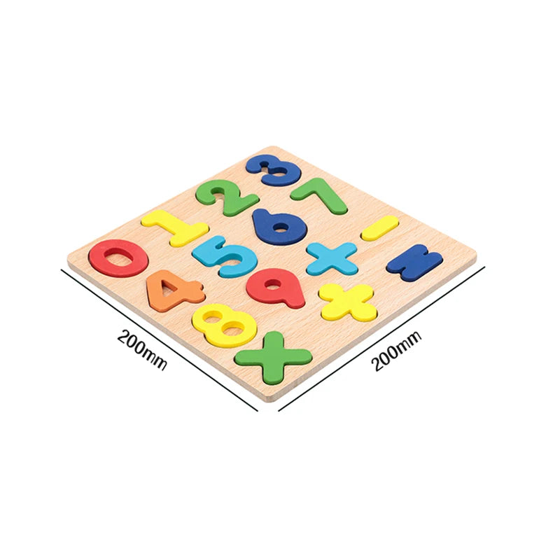 Puzzle Bois Éducatif Montessori - Chiffres Lettres Formes Géométriques