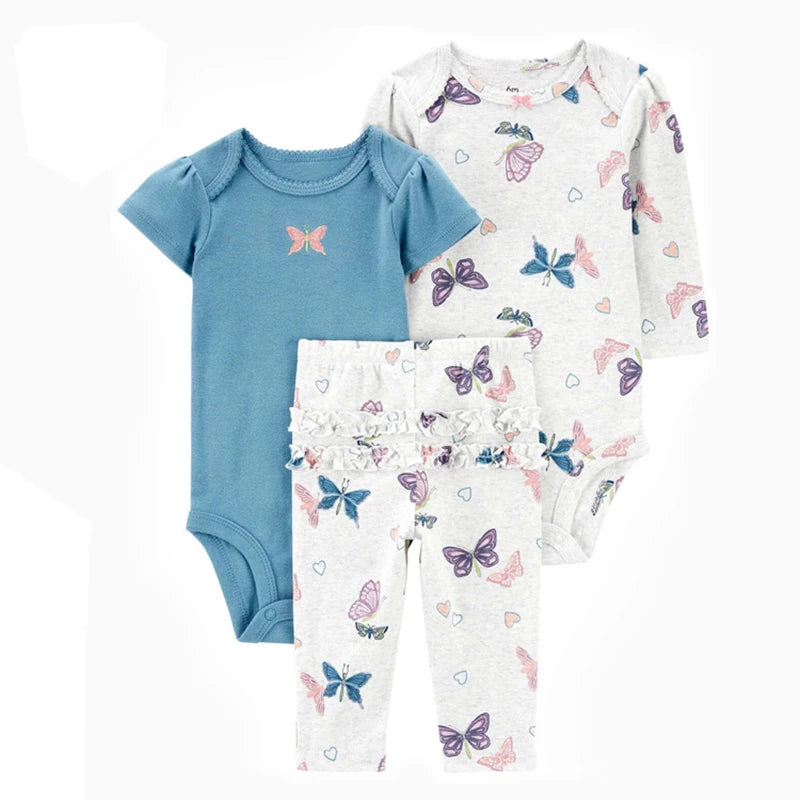 Vêtements d'automne et de printemps pour bébés filles, tenue pour nouveau-né, body en coton, pantalon supérieur et inférieur, ensemble de vêtements pour enfants en bas âge de 6 à 24 mois, 2025