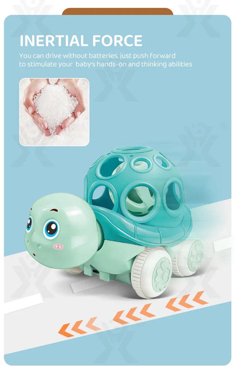 Jouets de voiture pour bébé de 6 à 12 mois, voiture à Friction pour nourrissons, véhicules à inertie en caoutchouc souple, hochet à main en rouleau, cadeau pour enfants