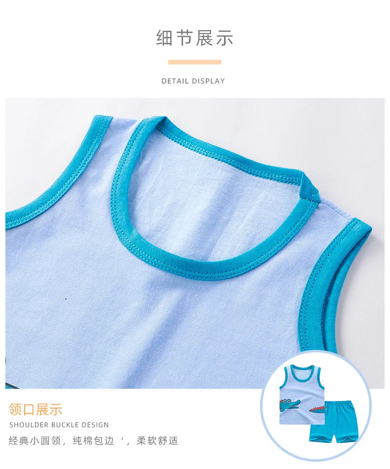 Ensembles pour enfants, vêtements pour garçons et filles, gilet, vêtements d'été pour enfants, T-Shirts et shorts en coton, débardeur sans manches