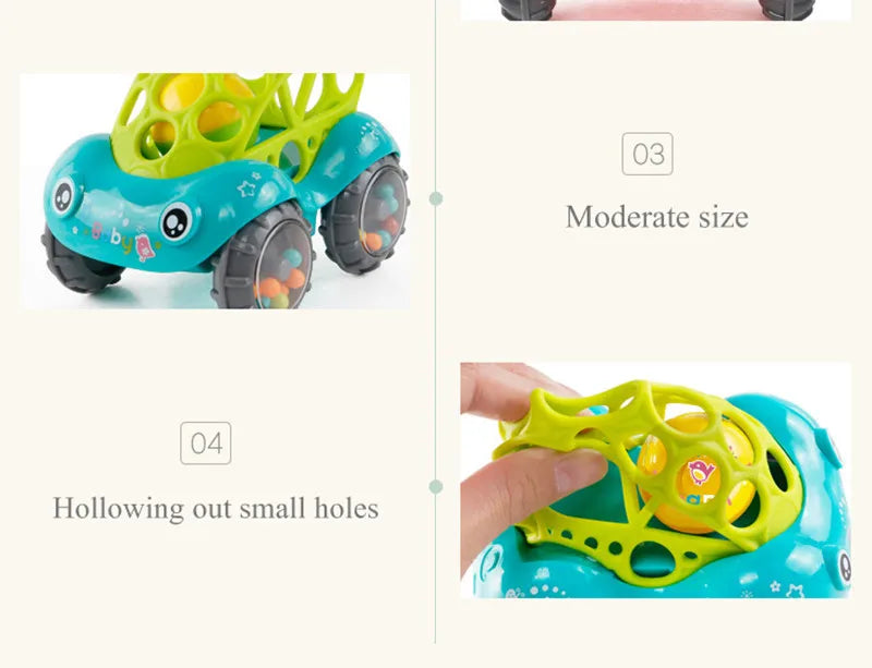 Jouets de voiture pour bébé de 6 à 12 mois, voiture à Friction pour nourrissons, véhicules à inertie en caoutchouc souple, hochet à main en rouleau, cadeau pour enfants