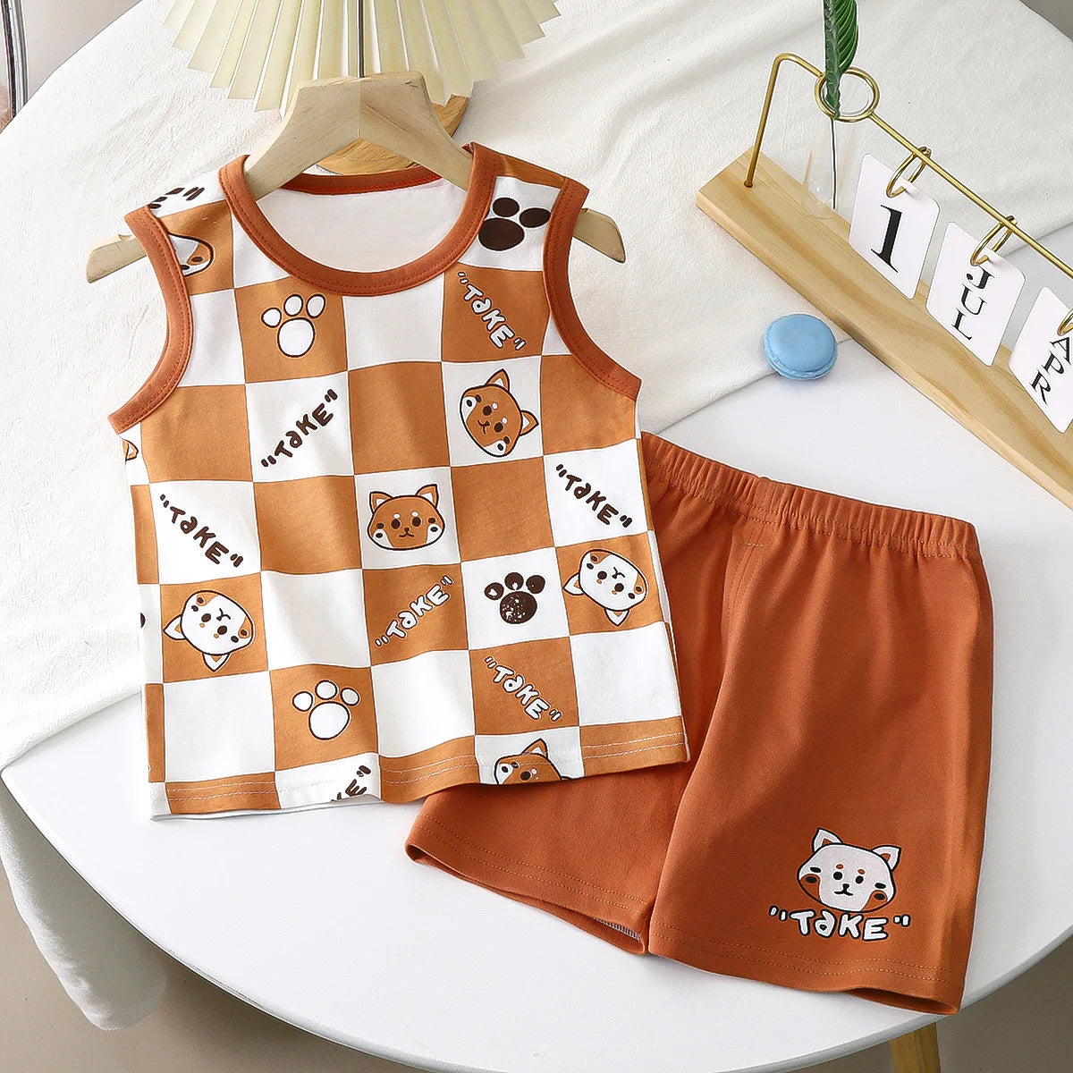 Ensembles pour enfants, vêtements pour garçons et filles, gilet, vêtements d'été pour enfants, T-Shirts et shorts en coton, débardeur sans manches