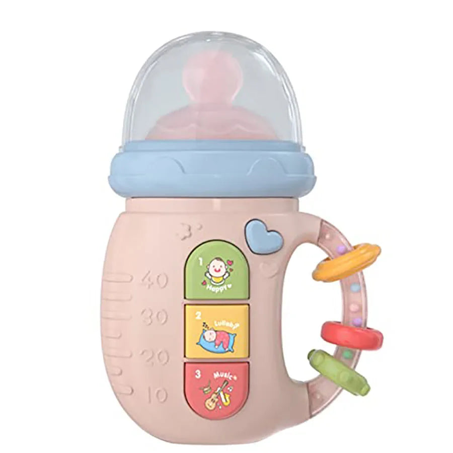 Jouets musicaux pour bébé, bouteille confortable mignonne, jouet sensoriel pour bébé rire et apprendre avec lumière et musique pour les âges de 18 ans, cadeau d'anniversaire pour bébé