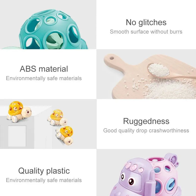 Jouets de voiture pour bébé de 6 à 12 mois, voiture à Friction pour nourrissons, véhicules à inertie en caoutchouc souple, hochet à main en rouleau, cadeau pour enfants