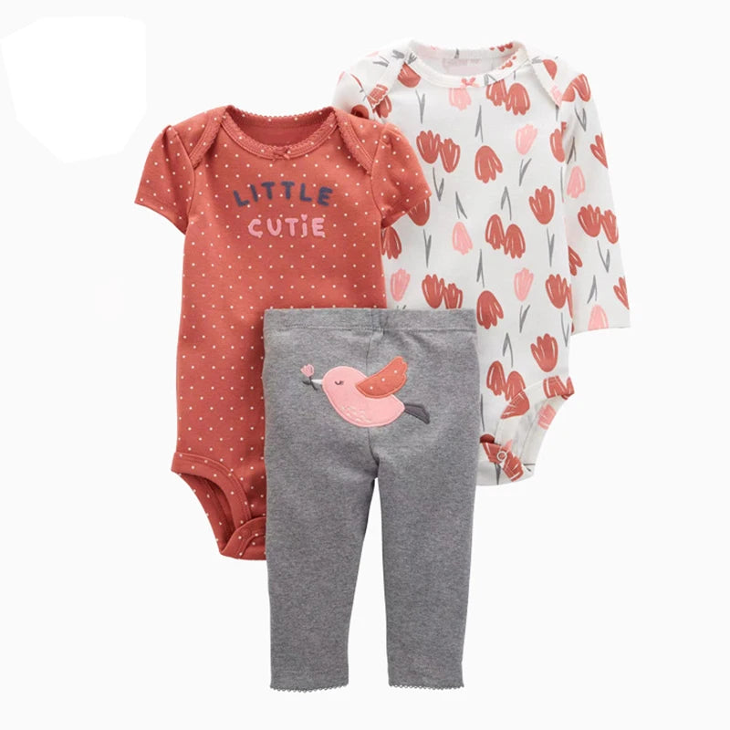 Vêtements d'automne et de printemps pour bébés filles, tenue pour nouveau-né, body en coton, pantalon supérieur et inférieur, ensemble de vêtements pour enfants en bas âge de 6 à 24 mois, 2025