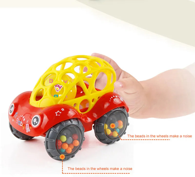 Jouets de voiture pour bébé de 6 à 12 mois, voiture à Friction pour nourrissons, véhicules à inertie en caoutchouc souple, hochet à main en rouleau, cadeau pour enfants