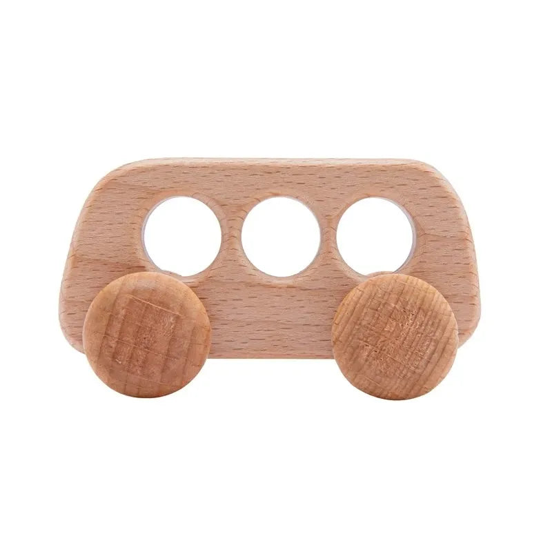 Jouets Bois Bébé Montessori - Voitures Bus Cartoon Sans BPA