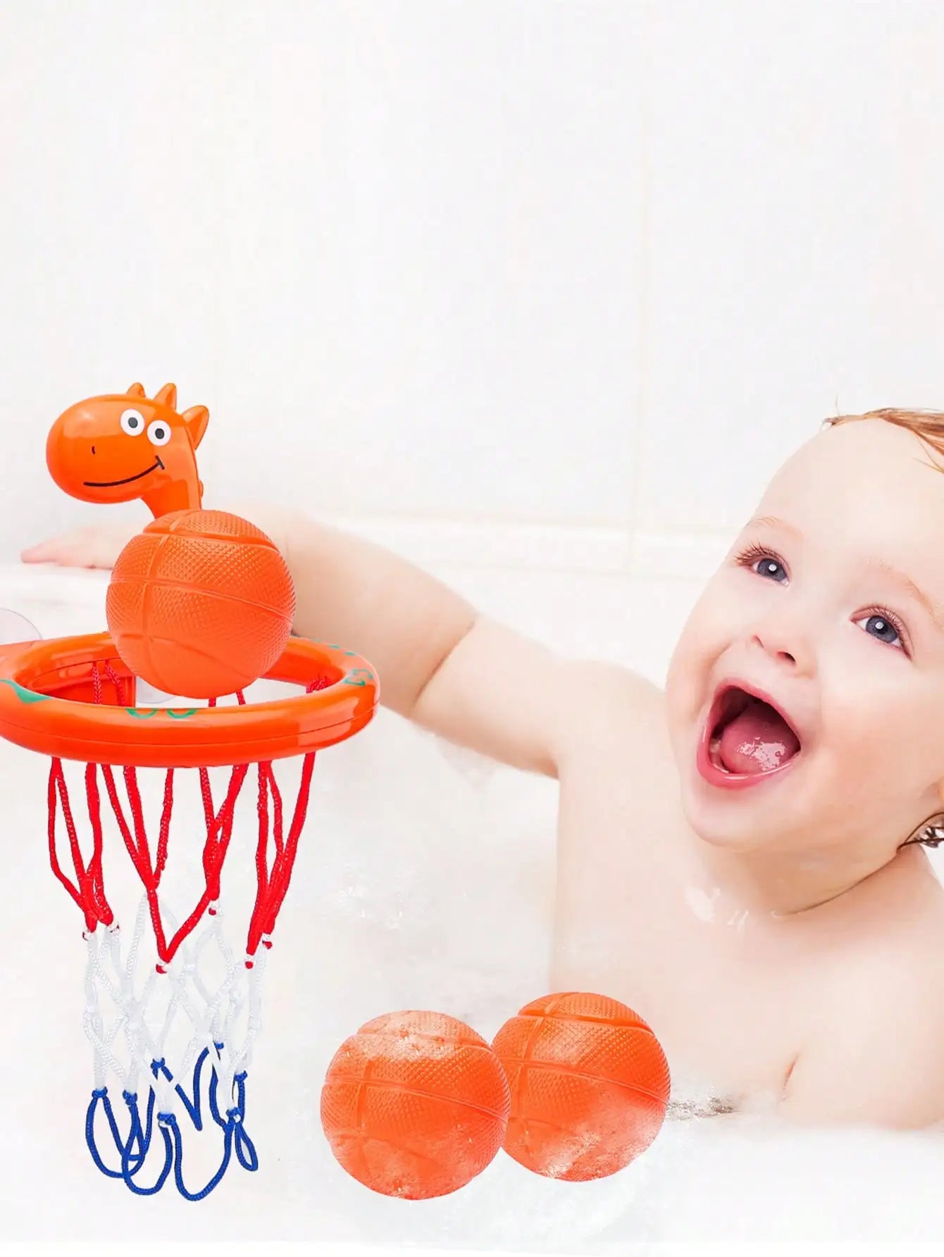 Jouet Bain Bébé Basketball Dinosaure - Cerceau 3 Balles Baignoire