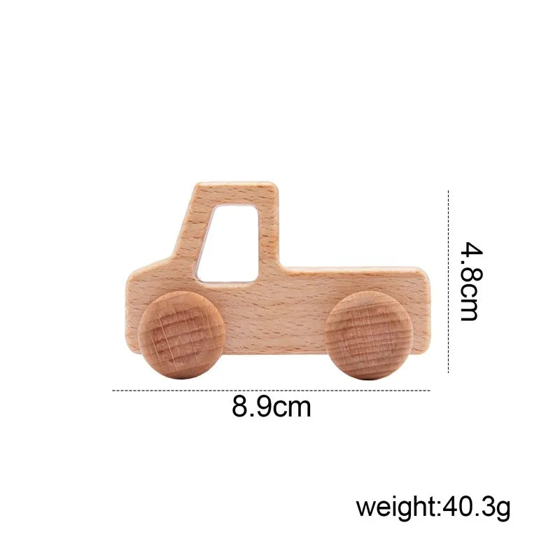 Jouets Bois Bébé Montessori - Voitures Bus Cartoon Sans BPA
