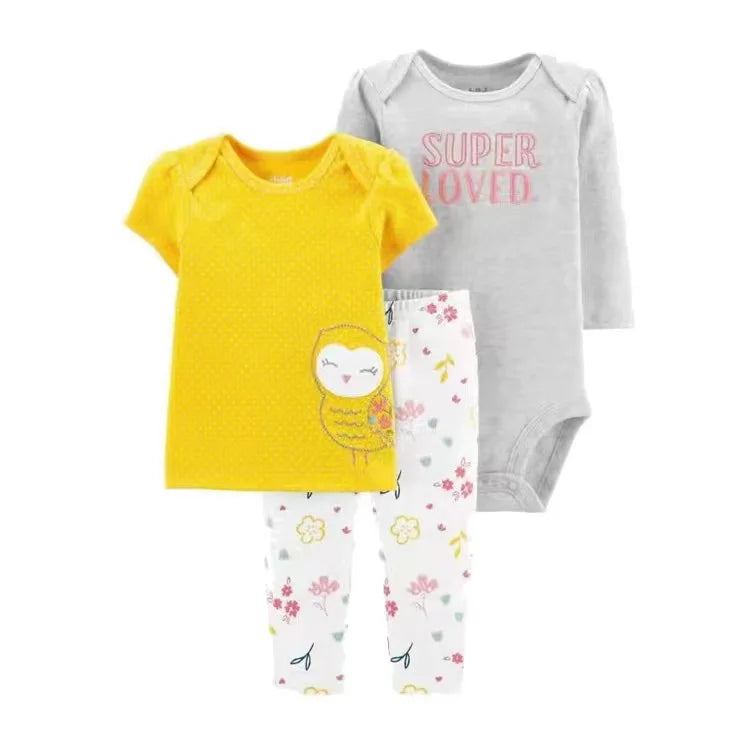 Vêtements d'automne et de printemps pour bébés filles, tenue pour nouveau-né, body en coton, pantalon supérieur et inférieur, ensemble de vêtements pour enfants en bas âge de 6 à 24 mois, 2025