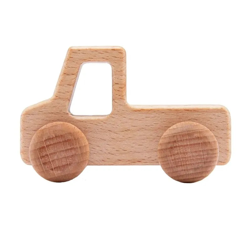 Jouets Bois Bébé Montessori - Voitures Bus Cartoon Sans BPA