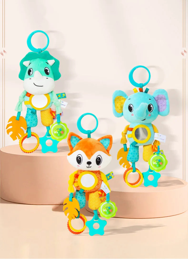 Jouets suspendus pour bébé, siège de voiture, poussette, berceau, gymnastique ou siège auto avec hochet de dentition et miroir du ventre, jouets sensoriels, cadeaux
