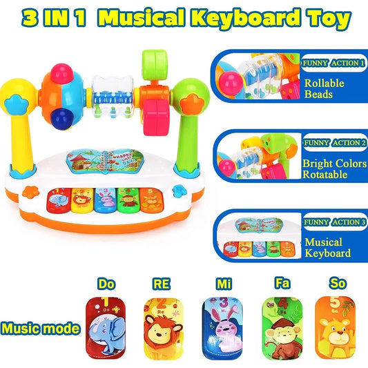 Jouet piano bébé clavier musical rotatif éducatif enfant