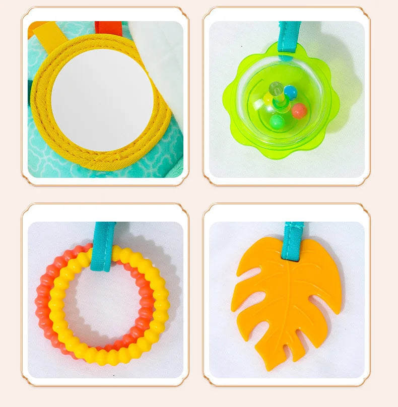 Jouets suspendus pour bébé, siège de voiture, poussette, berceau, gymnastique ou siège auto avec hochet de dentition et miroir du ventre, jouets sensoriels, cadeaux
