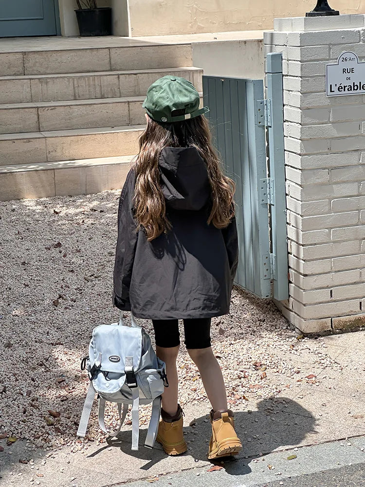 Veste d'extérieur imperméable et coupe-vent pour garçons et filles, manteau simple et décontracté, vêtements à la mode pour enfants, document solide
